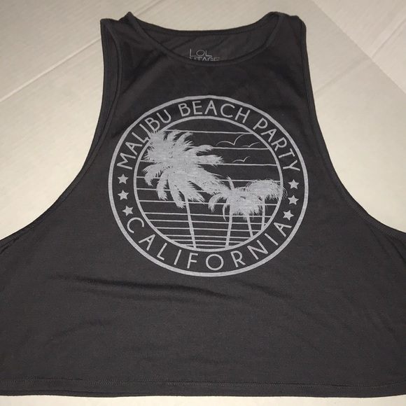 California Malibu beach Party Gray Crop open sleev - Picture 2 of 2